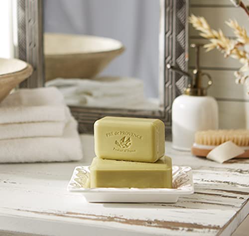 Artisanal French Moisturizing Soap Bar, Shea Butter Enriched, Quad Milled for Long Lasting Rich Smooth Lather, 5.3 Ounce, Verbena