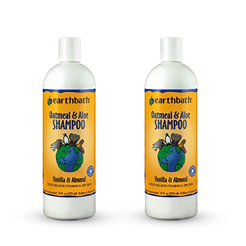 Oatmeal & Aloe Dog Shampoo - Oatmeal Shampoo for Dogs, Dry Itchy Skin Relief, Hypoallergenic Anti Itch Puppy Shampoo for Sensitive Skin, Tear Free Pet Wash - Vanilla & Almond, 16 oz (2 Pack)