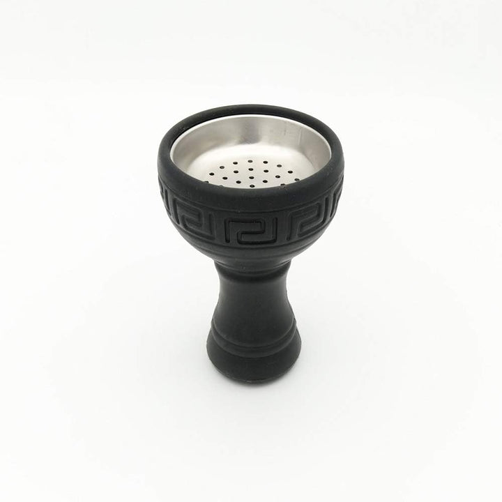 Silicon Hookah Bowl with Stainless Steel Unbreakable No Odor for Shisha Accessories Charcoal Hose Moth Tips Flower Shape (Black)