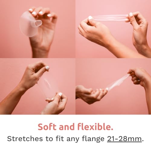 Breast Pump Cushion – Soft Stretchy Clear Plastic Insert for Flange Comfort, Fit - Breastfeeding Essential - BPA Free, Food Safe – Fits 21mm, 22mm, 23mm, 24mm, 25mm, 26mm, 27mm, 28mm (1 Pair)