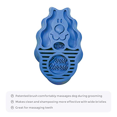 - ZoomGroom - Dog Brush for Grooming and Shampooing - Blue Brush for Large Dogs