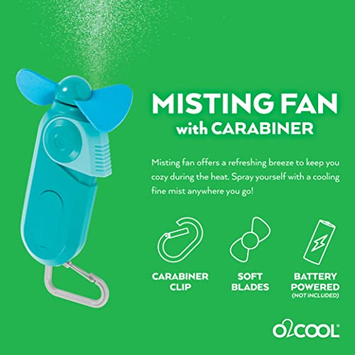 Carabiner Sport Misting Fan - Pocket Sized, Portable On-The-Go Battery Powered Cooling