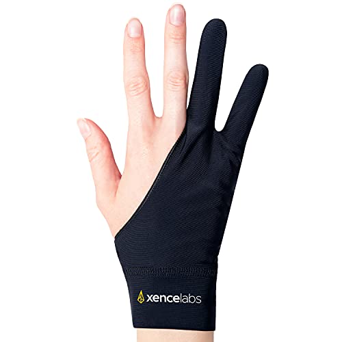 , Artist Glove, Drawing Glove Left Right Hand for Drawing Tablet, 2 Finger Glove for Drawing, Black Size S