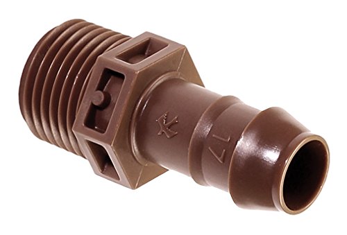 BA-050MPS Drip Irrigation PVC Adapter, Universal Fit for 5/8, 1/2, .700 Drip Tubing, 1/2 (MPT) Male Pipe Thread x 1/2 Barb
