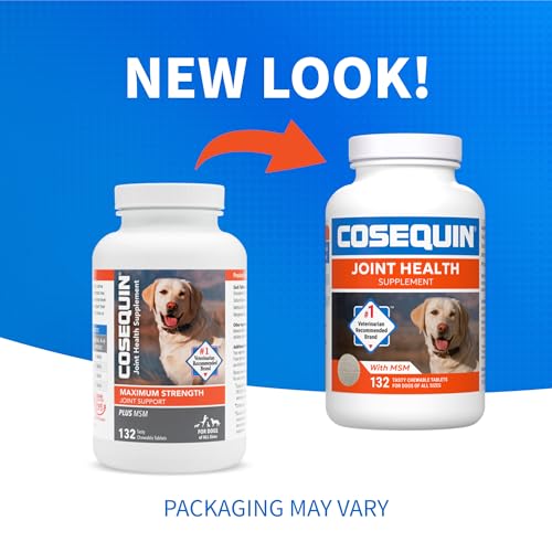 Cosequin Maximum Strength Joint Health Supplement for Dogs - With Glucosamine, Chondroitin, and MSM, 132 Chewable Tablets