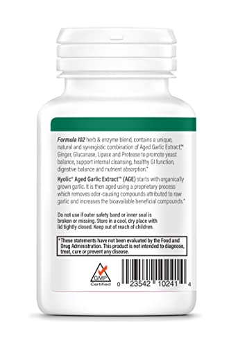 Aged Garlic Extract Formula 102, Ginger and Glucanase Enzyme Complex, 100 Vegetarian Capsules (Packaging May Vary)