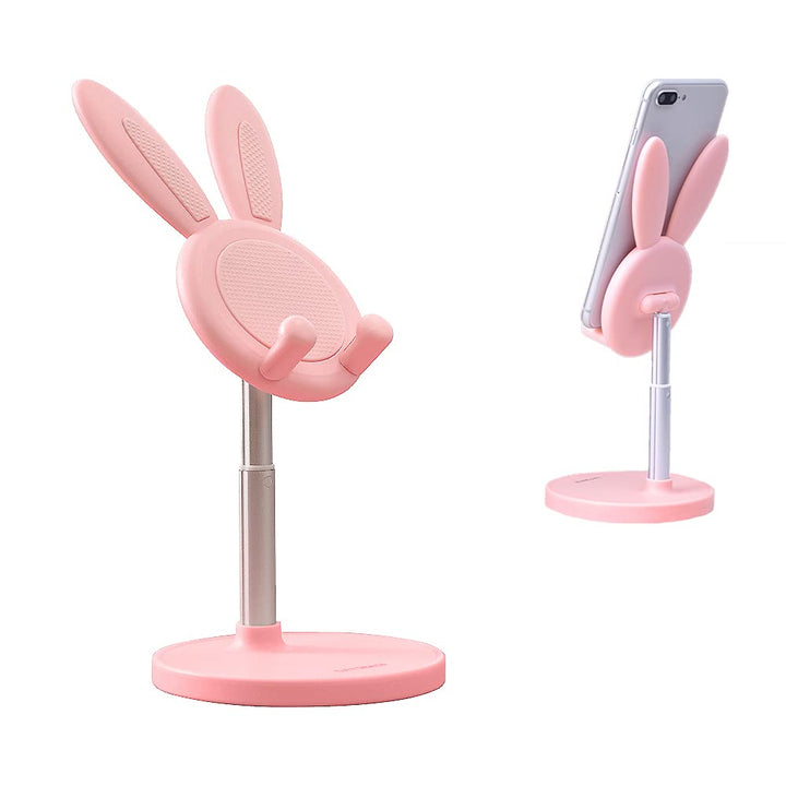 Portable Cell Phone Stand for Desk Cute Bunny Height Angle Adjustable Tablet Phone Desktop Stand Holder Riser Compatible with iPhone, iPad, Tablets, Kindle, Switch, Smartphones (Pink)