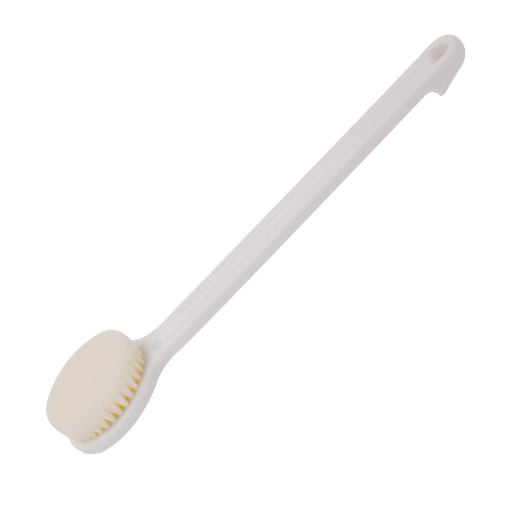 Dry and Bath Body Brush (white),with Long Handle, Exfoliating, Stimulate Blood Circulation, Improve Lymphatic System, Accelerate Metabolism
