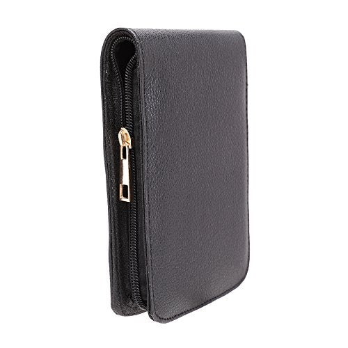 Fountain Roller Ball Pen Case Holder PU Leather Bag for 12 Pens Color Black