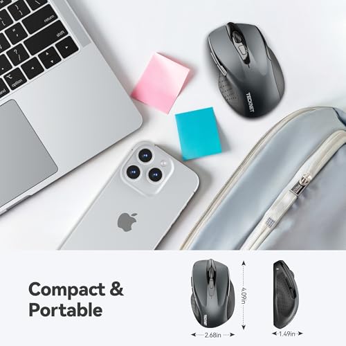 Wireless Mouse, 2.4G Ergonomic Optical Mouse, Computer Mouse for Laptop, PC, Computer, Chromebook, Notebook, 6 Buttons, 24 Months Battery Life, 2600 DPI, 5 Adjustment Levels