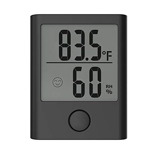 Digital Hygrometer Thermometer - Monitor Room Temperature & Humidity with Thermometer and Hygrometer, Humidity Sensor & Indoor Thermometer for Home, Office & Greenhouse, Humidity Meter, Black