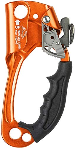 SRT Climbing Equipment Hand Ascender Light Alloy Mountaineering Rock Ergonomic Rappelling Gear Handled Right asender Arborist Tree Climber Rigging (Orange,Right Hand)