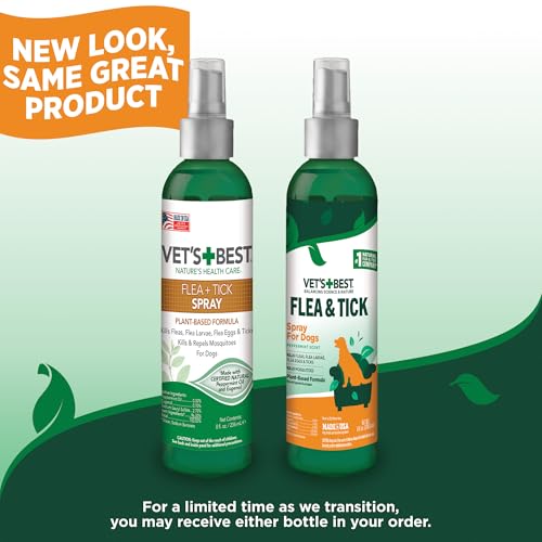 Flea & Tick Spray - Plant-Based Flea and Tick Prevention for Dogs - Certified Natural Oils - 8 oz
