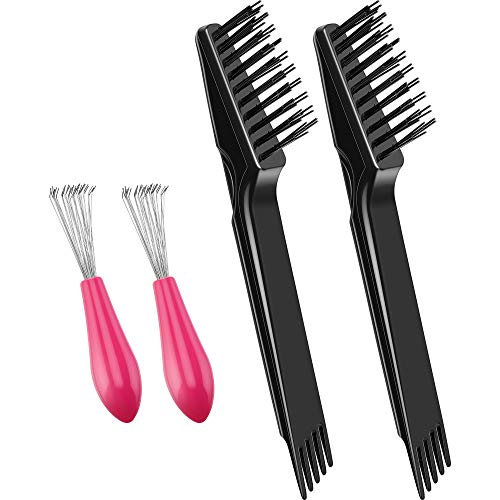 4 Pcs Hair Brush Cleaning Set Tool Mini Hair Cleaning Brush Cleaner Tool for Removing Hair Dust Home Salon Use(Black)