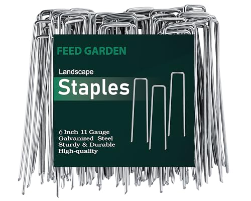 6 Inch 50 Pack Hot-dip Galvanized Landscape Staples Plant Cover Stakes 11 Gauge Tent Stakes Garden Stakes Landscaping Fabric SOD Pins Yard Stakes for Decoration Weed Barrier Fabric