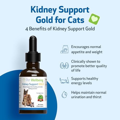 Kidney Support Gold for Cats - Supports Healthy Kidney Function, Fluid Balance, Energy Levels, Rehmannia, Dong Quai - Veterinarian-Formulated Herbal Supplement 2 oz (59 ml)