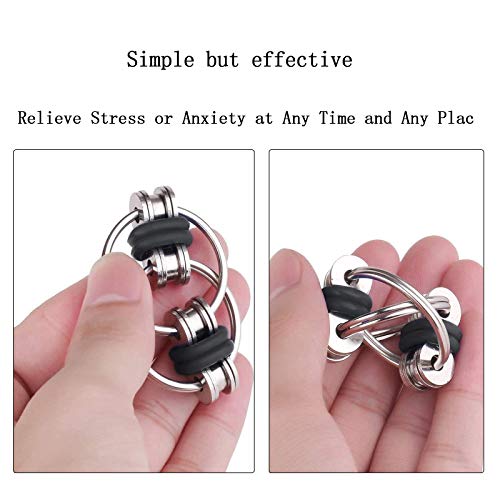 Fidget Toy Flippy Chain Stress Anxiety Relief Chain ADHD and ADD, Anxiety Relief Bike Chain Toys for Adults and Teens (3 PACK)