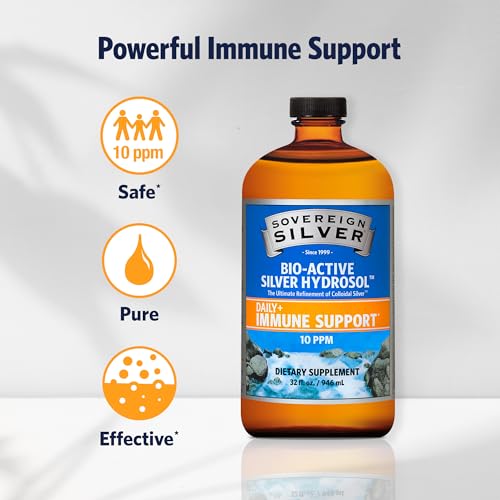 Bio-Active Silver Hydrosol for Immune Support, Colloidal-Silver Liquid, 10 ppm, 32oz (946mL)