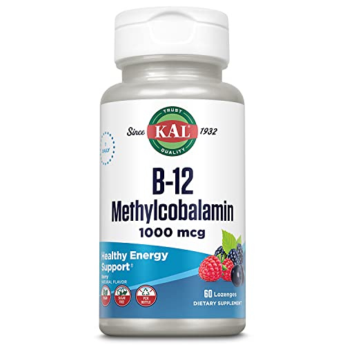 Vitamin B-12 Methylcobalamin Lozenges 1000mcg, Healthy Energy, Metabolism, Nerve & Red Blood Cell Support,* Optimal Absorption, Natural Berry Flavor, Vegan, Sugar Free, 60 Servings, 60 Lozenges