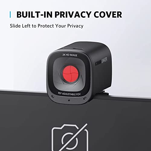 PowerConf C200 2K Webcam for PC, Webcam for Laptop, Computer Camera, with AI-Noise Canceling Microphones, Stereo Mics, Adjustable Field of View, Low-Light Correction, Built-in Privacy Cover
