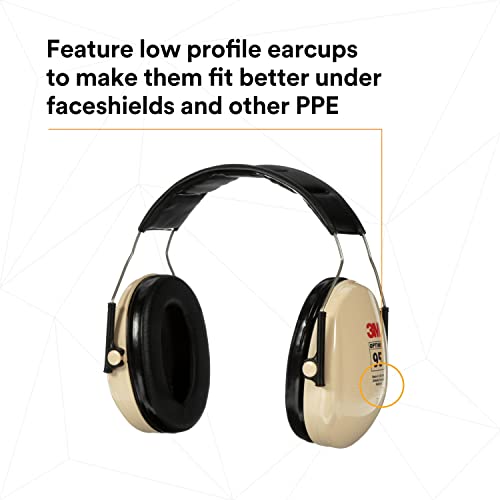Peltor H6AV Optime 95 Over the Head Noise Reduction Earmuff, Hearing Protection, Ear Protectors, NRR 21dB, Ideal for Machine Shops and Power Tools, Beige