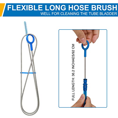 Hydration Bladder Cleaning Kit, 6 in 1 Water Bladder Cleaner Set - 3 Brushes, Collapsible Hanger, 12 Cleaning Tablets & Carry Pouch, Water Reservoir Cleaning Tools for Hydration Backpack