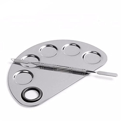 Stainless Steel Makeup Palette Cosmetic Five Holes Mixing Pallete Spatula
