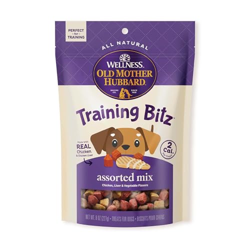 Wellness Training Bitz Assorted Mix Dog Biscuits, Natural, Training Treats, Three Flavors, Small Size, (8 Ounce Bag)