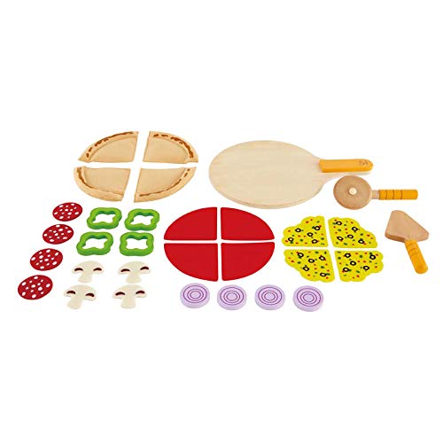 Homemade Wooden Pizza Play Kitchen Food Set and Accessories Multicolor, 3 years and up