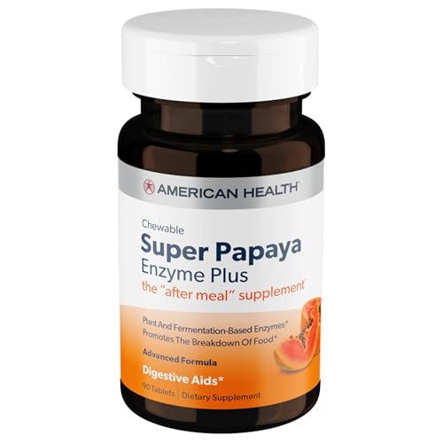 Super Papaya Enzyme Plus Chewable Tablets, Natural Papaya Flavor - Promotes Digestion & Nutrient Absorption, Contains Papain & Other Enzymes - 90 Count, 30 Total Servings