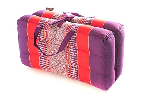 Foldable Cushion - Purple/Red - organic Kapok filling, use folded and unfolded for meditation, soft yoga prop, portable cushion