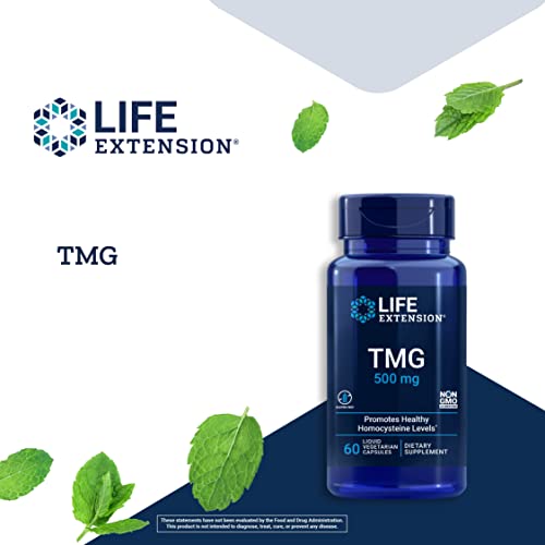 TMG 500 mg – Trimethylglycine Supplement – Encourages Healthy Homocysteine Levels – Gluten-free – Non-gmo – Vegetarian – 60 Liquid Vegetarian Capsules