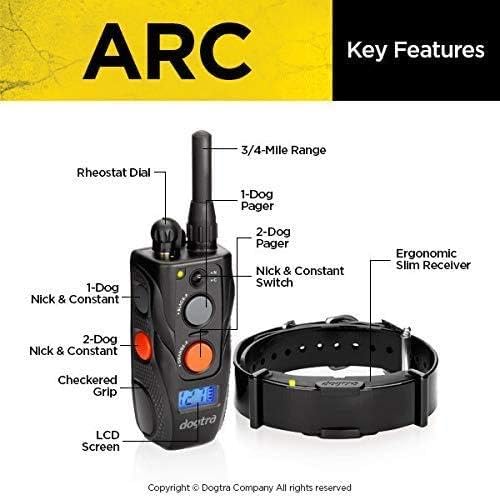 ARC Slim Ergonomic 3/4-Mile Remote Dog Training E-Collar with 127-Level Precise Control via LCD Screen