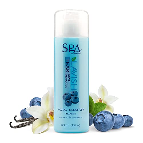 SPA Tear Stain Remover for Dogs | Blueberry Facial Shampoo | Odor Eliminator | Tearless | Whitening and Brightening | Made in USA | 8oz.