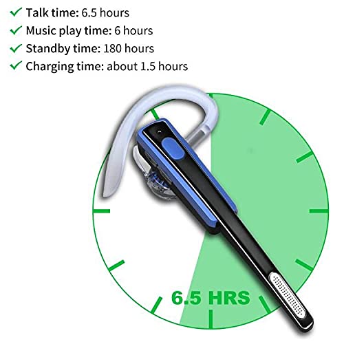 Bluetooth Headset, Wireless Business Earpiece V4.1 Lightweight Noisy Suppression Bluetooth Earphone with Microphone for Phone/Laptop/Car(Blue+Case)