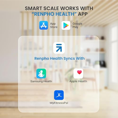 Smart BMI,Weight Scale,Wireless, Digital Bathroom Body Composition/Fat Analyzer with Smartphone App sync with Bluetooth, 400 lbs - White Elis 1