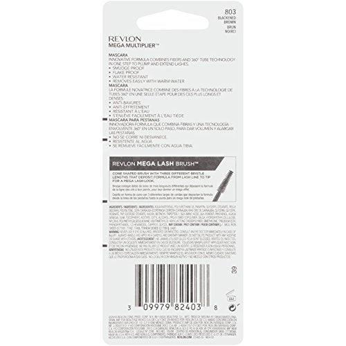 Revlon Mega Multiplier Mascara, Blackend Brown, 0.28 Fluid Ounce