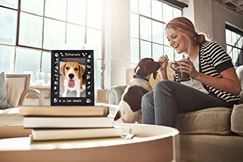 Dog Memorial Wood Picture Frame, 6''x8'', Solid Wood, Rustic Style, Tabletop, Easel Back, Fits 3.5''x5.5'' Photos