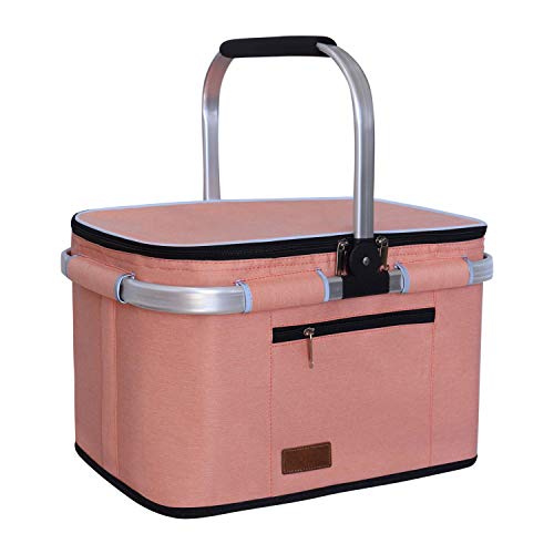 35L Large Picnic Basket 2 Layers of Internal Pockets Leak-Proof and Insulated Folding, Internal Support Does Not House Warming Gifts New Home, Wedding Gifts for Couple