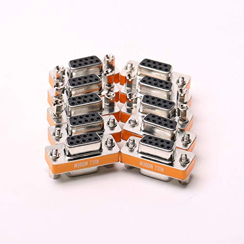 DB9 Null Modem Female to Female Slimline Data Transfer Serial Port Adapter 10 Pack