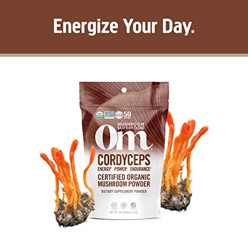 Cordyceps Organic Mushroom Powder, 3.5 Ounce, 50 Servings, Energy, Power, Stamina and Endurance Support, Superfood Supplement for Sports Performance