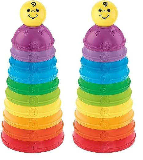 Baby Toy Stack & Roll Cups, 10-Piece Stacking & Nesting Activity for Developmental Play Infants Ages 6+ Months
