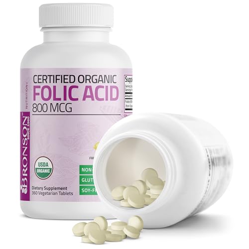 Organic Folic Acid (Vitamin B9 Folate) 800 mcg Natural Folate from Lemon Peel 360 Tablets