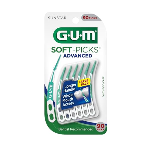 Soft-Picks Advanced, Easy to Use Dental Picks for Teeth Cleaning and Gum Health, Disposable Interdental Brushes with Convenient Carry Case, Dentist Recommended Dental Picks, 90ct (3pk)