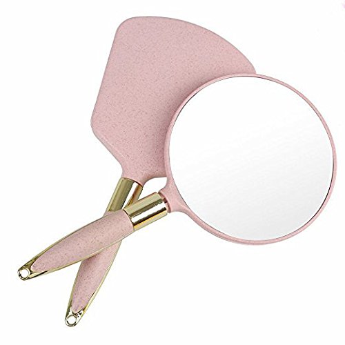 Pink, Circular: Xpxkj Handheld Mirror With Handle, For Vanity Makeup Home Salon Travel Use (Circular, Pink)