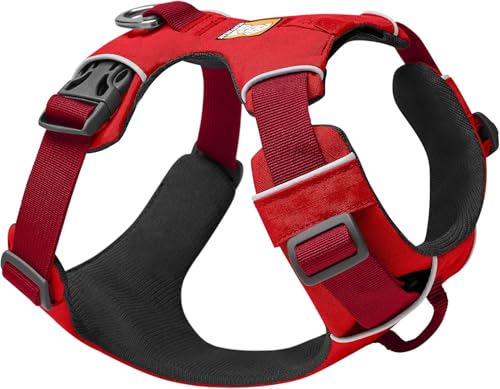 , Front Range Dog Harness, Reflective Soft Padded Everyday Harness with Dual Leash Clips, Adjustable and Lightweight Fit for Training or Walking for All Dogs, Red Sumac, Medium