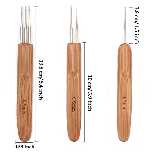 Dread Tool Dreadlock Crochet Needle Hooks for Hair Dreadlocks 4pcs/set 0.5mm 0.75mm Small Triple Crochet Hooks for Locs Locking Tool for Braid Craft (1Hook, 2Hook, 3Hook)