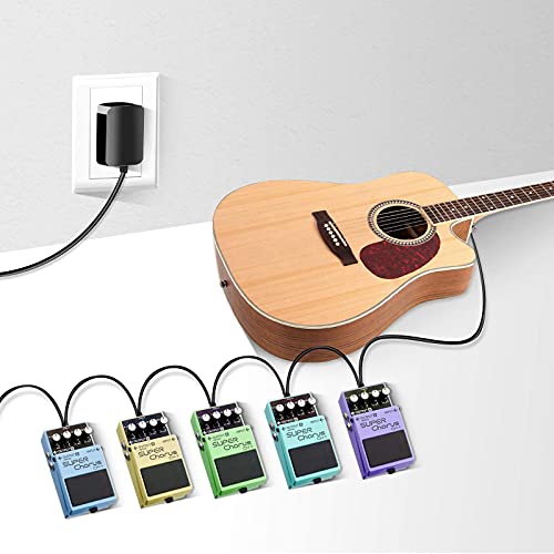 Replacement for 9V Guitar Pedal Power Supply UL Tested 9 Volt Power Supply for Guitar Pedals,1A Tip Negative with 5 Way Daisy Chain Power Cable