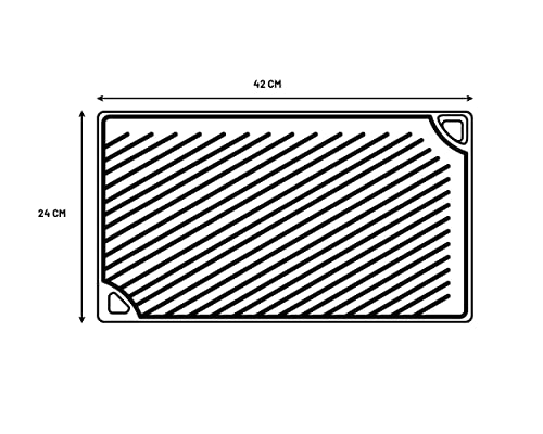 LDP3 Cast Iron Rectangular Reversible Grill/Griddle, 9.5-inch x 16.75-inch, Black