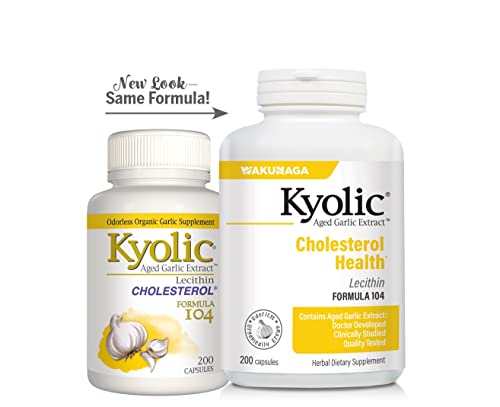 Aged Garlic Extract Formula 104 Cholesterol Health, 200 Capsules (Packaging May Vary)